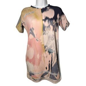 Zara W&B Collection Watercolor Print Tshirt Dress Sz S